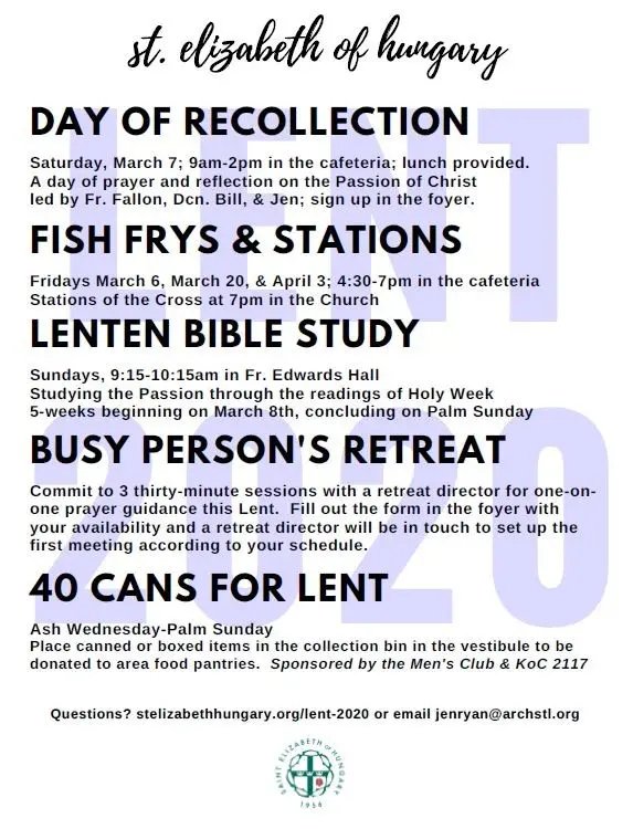 Lent 2020 at a Glance